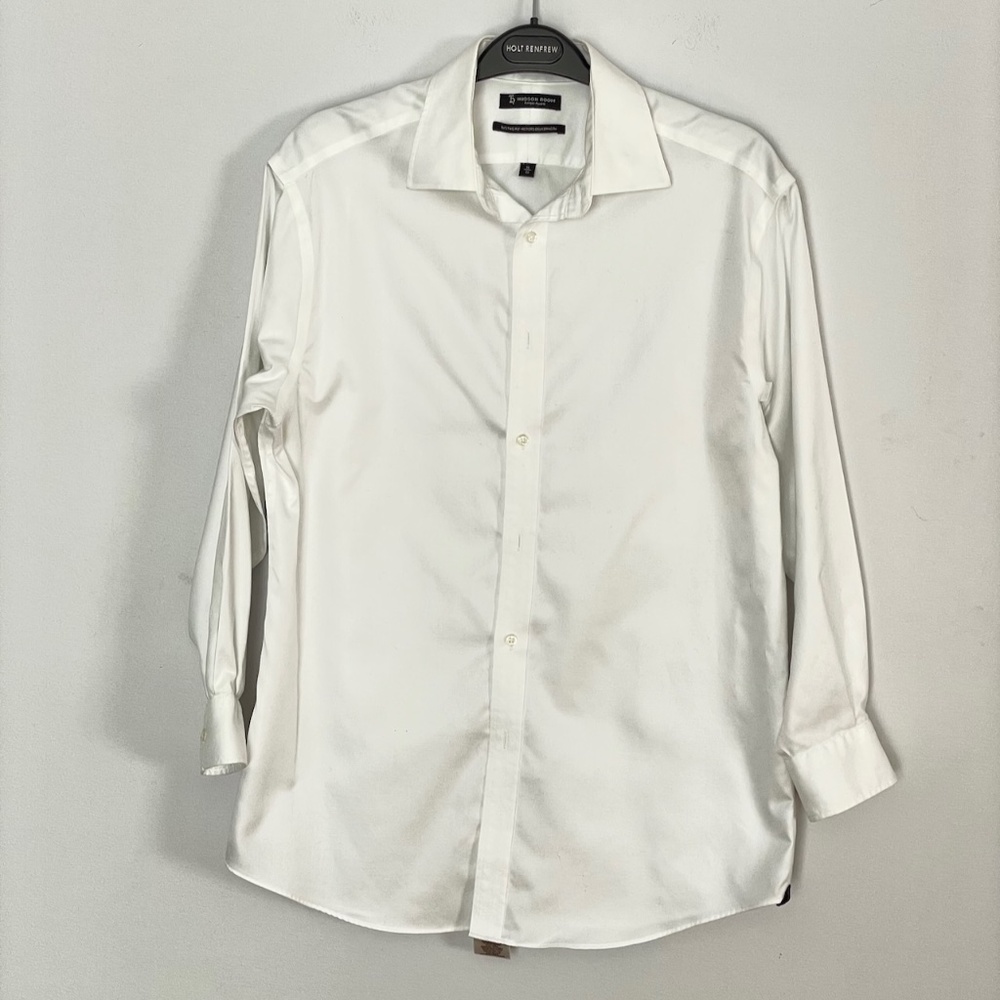 Men's 100% Cotton White Long Sleeve Shirt Hudson Room Size 16/33 NWOT
